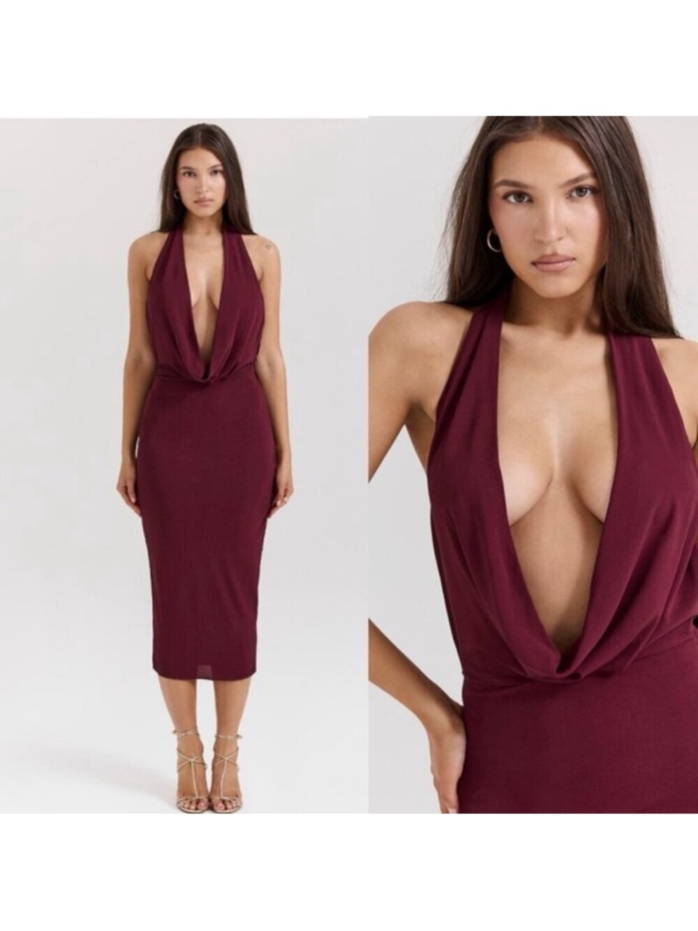 House of CB Florentina Halter Midi Dress in Port Royale Size Small - Picture 4 of 8